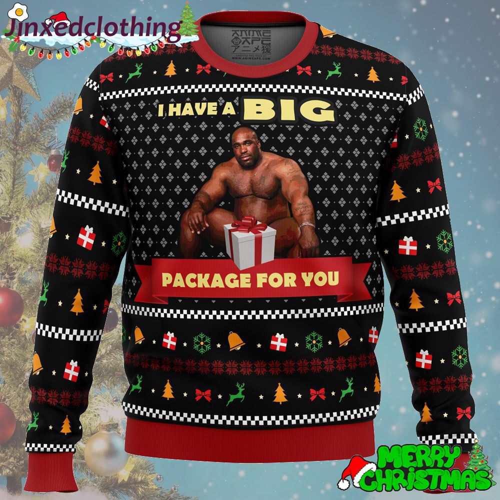 Big Package Barry Wood Meme Ugly Christmas Sweater Funny Christmas Party 